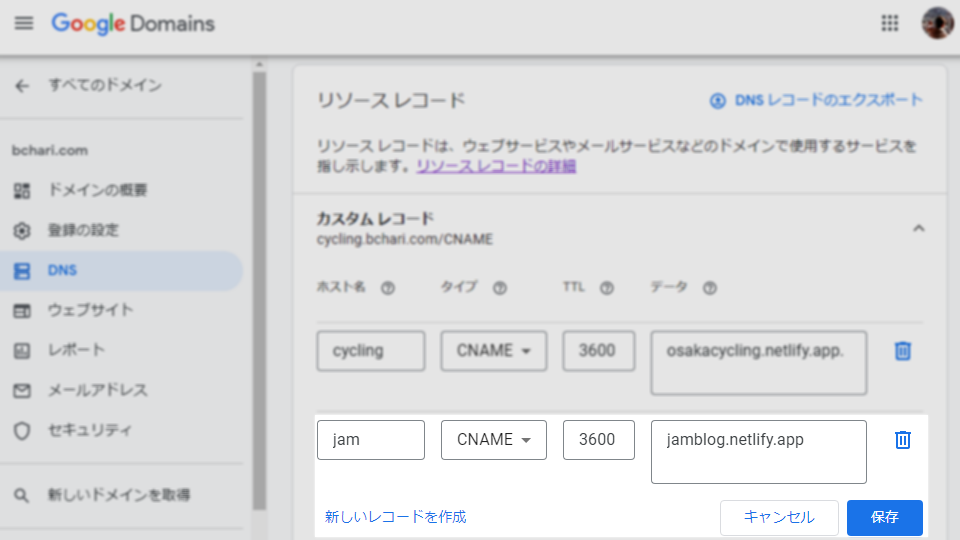 カスタムレコードの設定